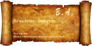 Breckner Ambrus névjegykártya
